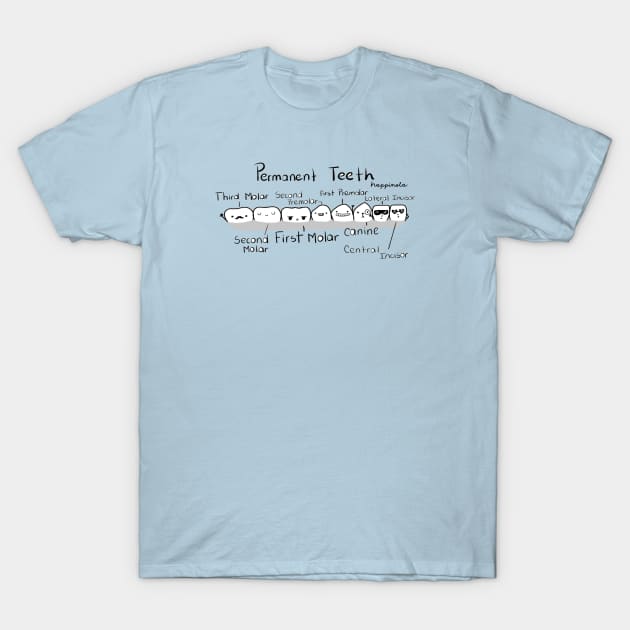 Permanent Teeth (Names) T-Shirt by Happimola